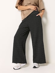 PixieGirl Petite Black Pinstripe Wide Leg Trousers - Image 2 of 5