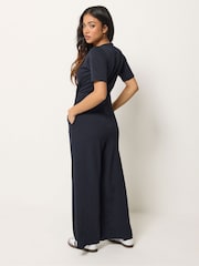 PixieGirl Petite Blue Short Sleeve Wide Leg Jumpsuit - Image 3 of 5