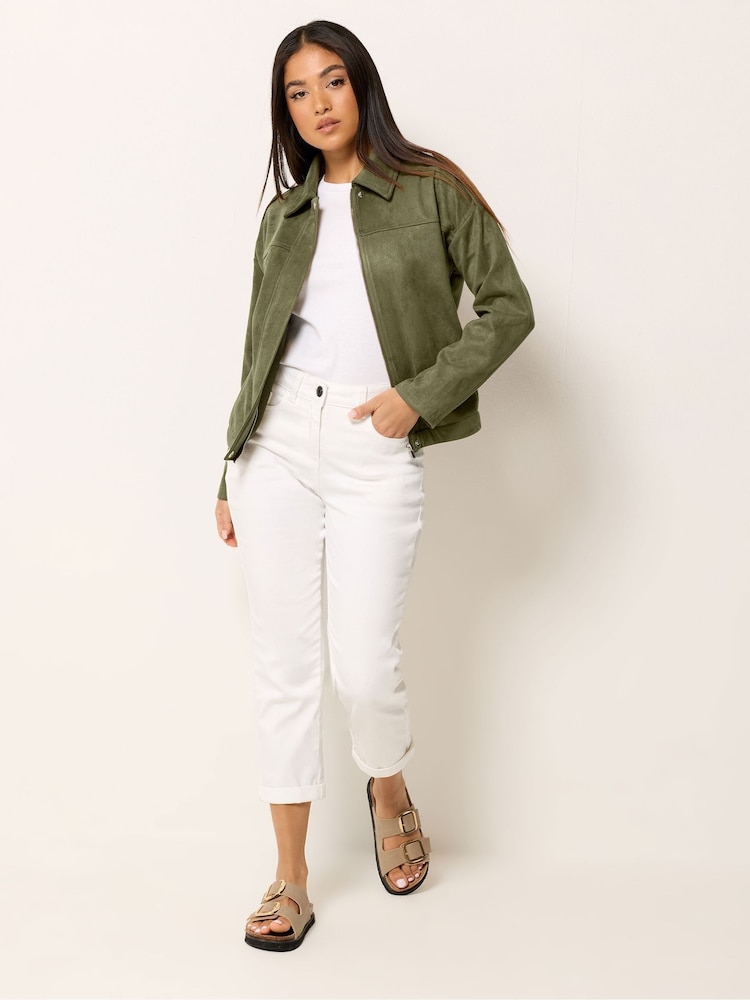 M&Co Green Petite Suede Bomber Jacket - Image 2 of 6