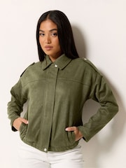 M&Co Green Petite Suede Bomber Jacket - Image 5 of 6