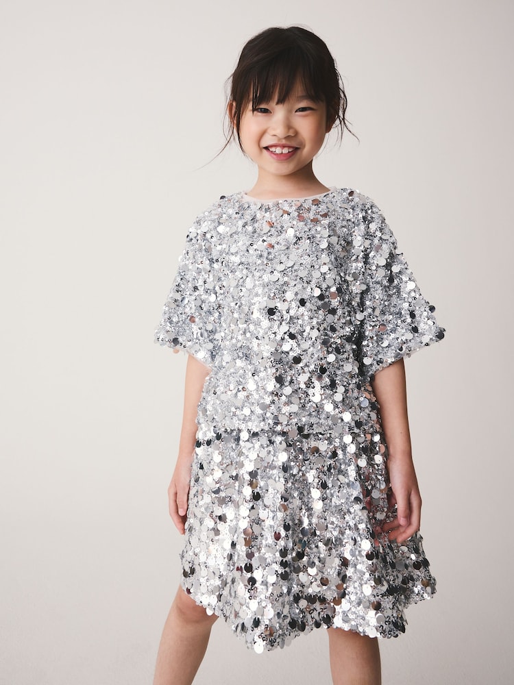 Silver Sequin Blouse (3-16yrs) - Image 2 of 9 Silver Sequin Blouse (3-16yrs) - Image 2 of 9
