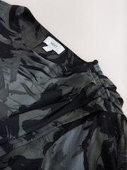 Navy Horse Print Long Sleeved Cape Top - Image 8 of 9