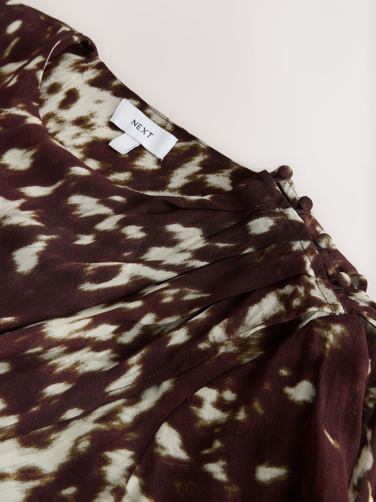 Chocolate Brown Animal Long Sleeved Cape Top - Image 2 of 3 Chocolate Brown Animal Long Sleeved Cape Top - Image 2 of 3