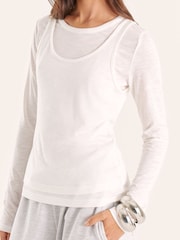 4th & Reckless Marl Double Layered T-Shirt - Imaginea 4 din 6