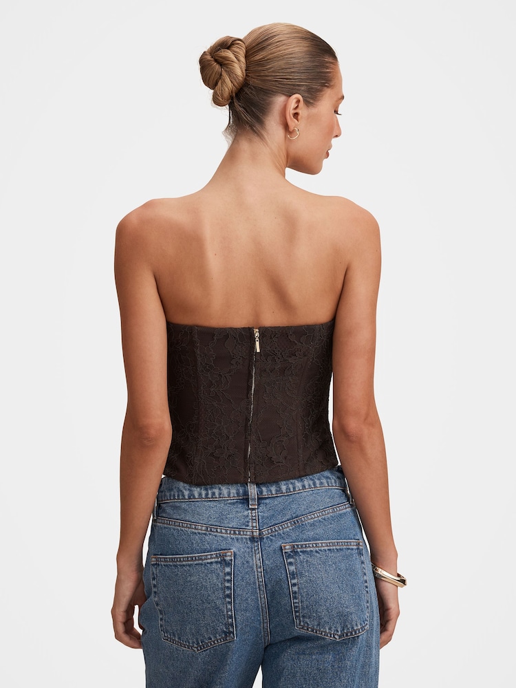 Forever New Brown Lara Lace Corset Top - Image 2 of 5