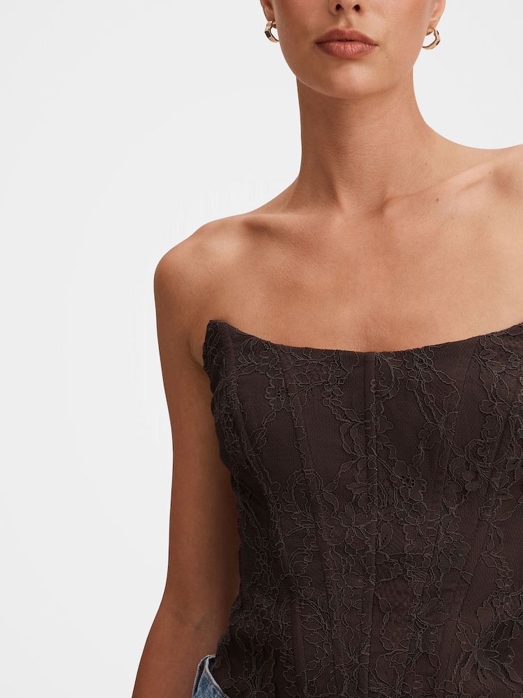 Forever New Brown Lara Lace Corset Top - Image 5 of 5