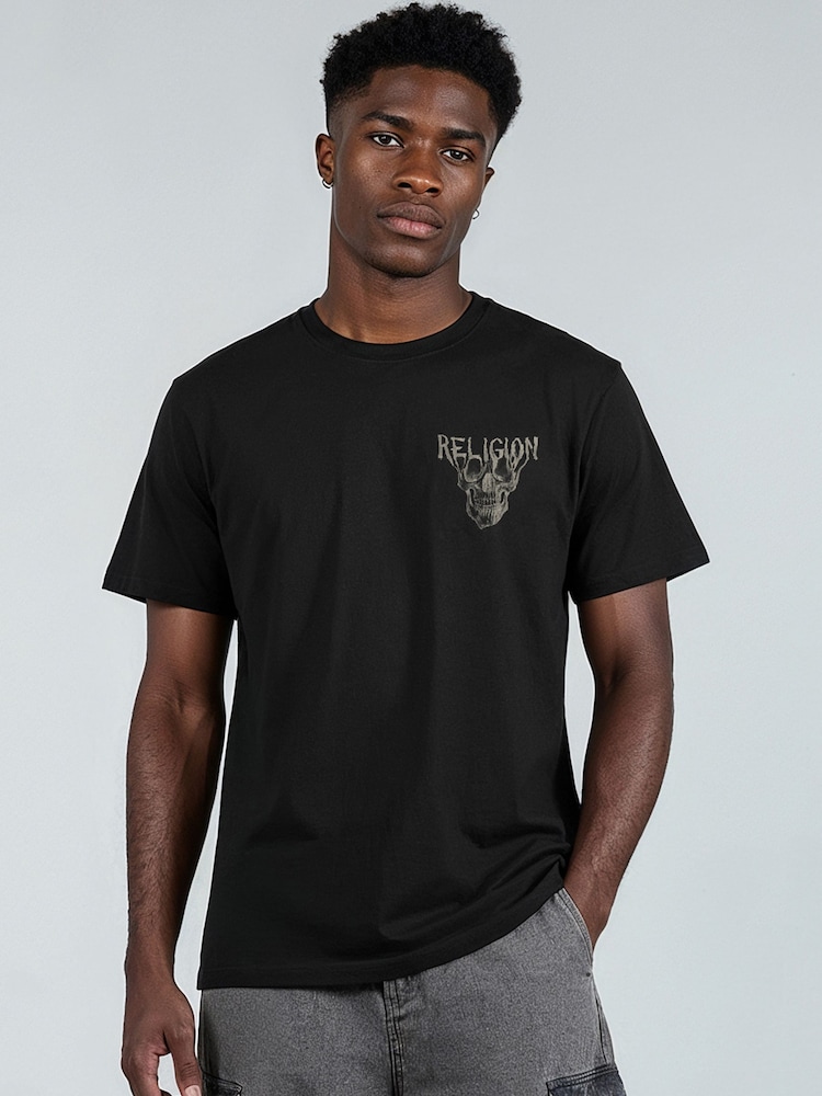 Religion Black Dripping Skull T-Shirt - Image 1 of 4
