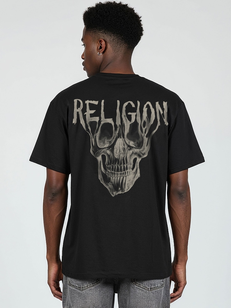 Religion Black Dripping Skull T-Shirt - Image 2 of 4