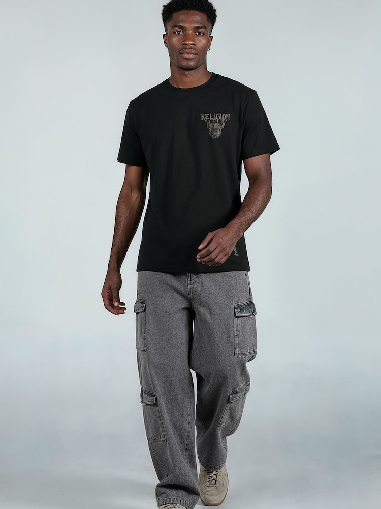 Religion Black Dripping Skull T-Shirt - Image 4 of 4