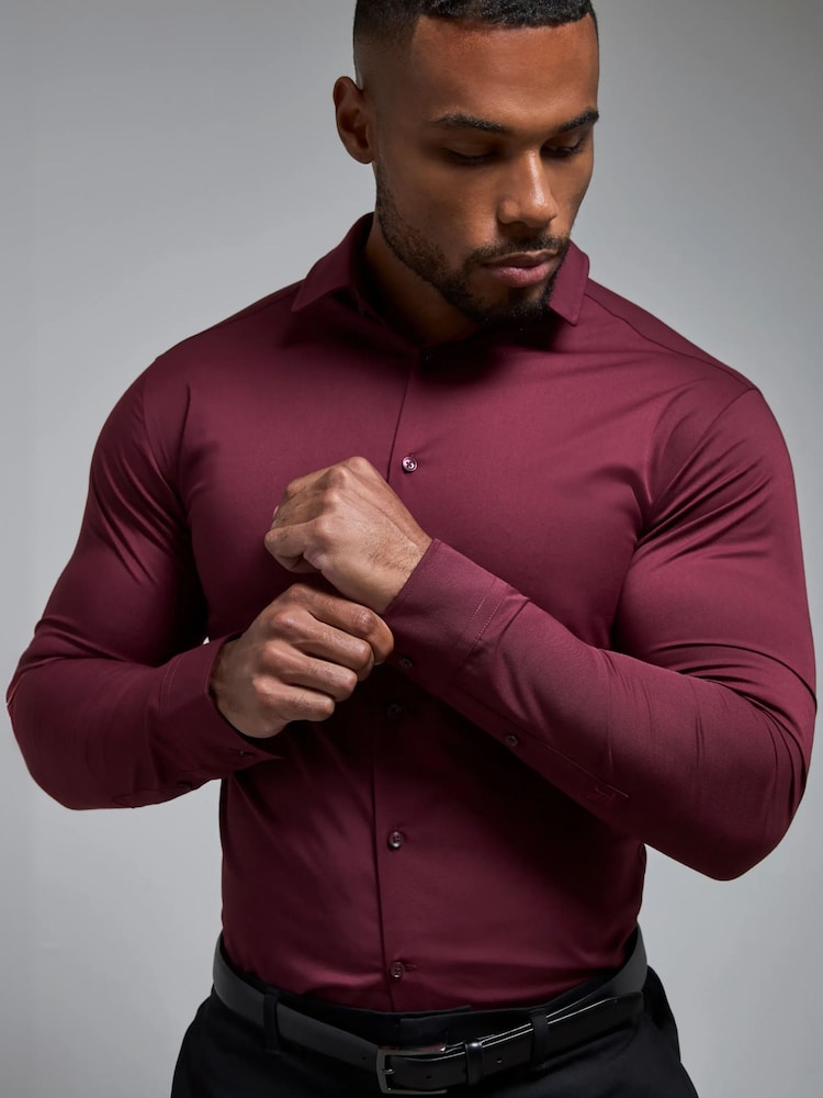 Rød - Tailored Athlete Muscle Fit Dress Shirt - Billede 1 af 7