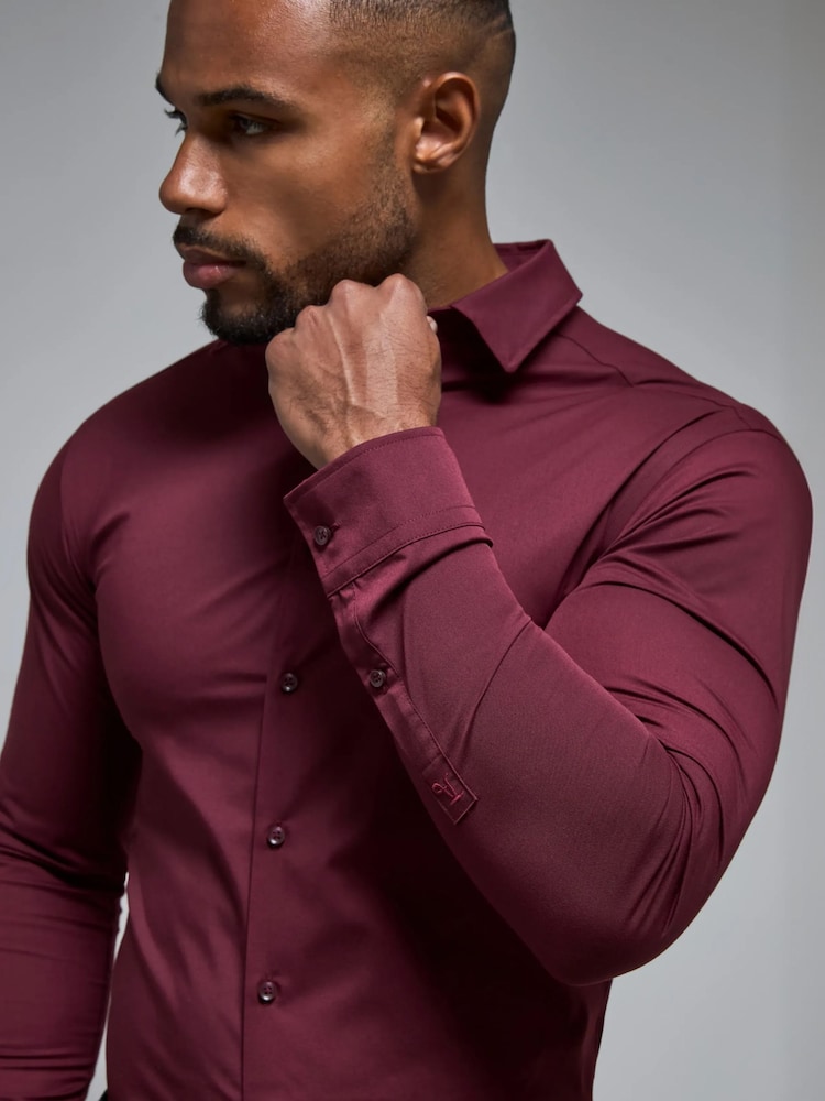red fitted dress shirt Mens Tailored Athlete Red Muscle Fit Dress Shirt 3XL