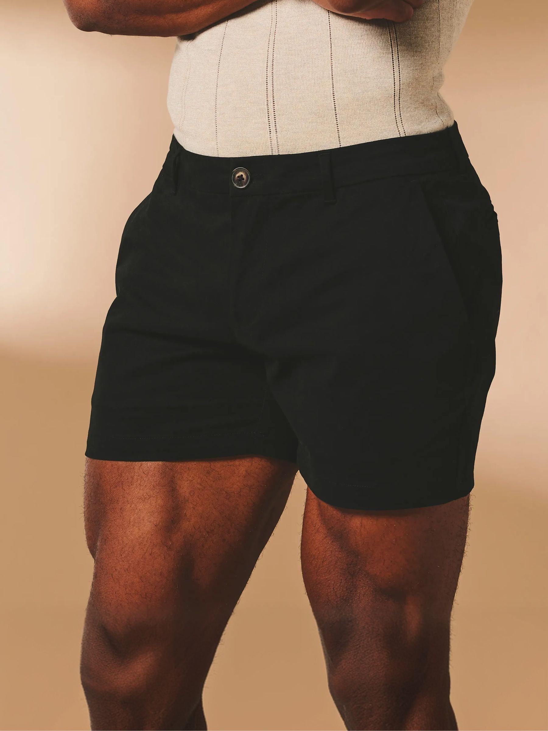 Buy Tailored Athlete Black Muscle Fit Stretch Chino Shorts from