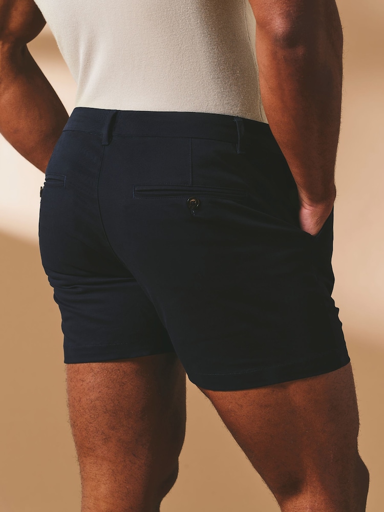 Tailored Athlete Blue Muscle Fit Chino Shorts - Image 2 of 6 Tailored Athlete Blue Muscle Fit Chino Shorts - Image 2 of 6