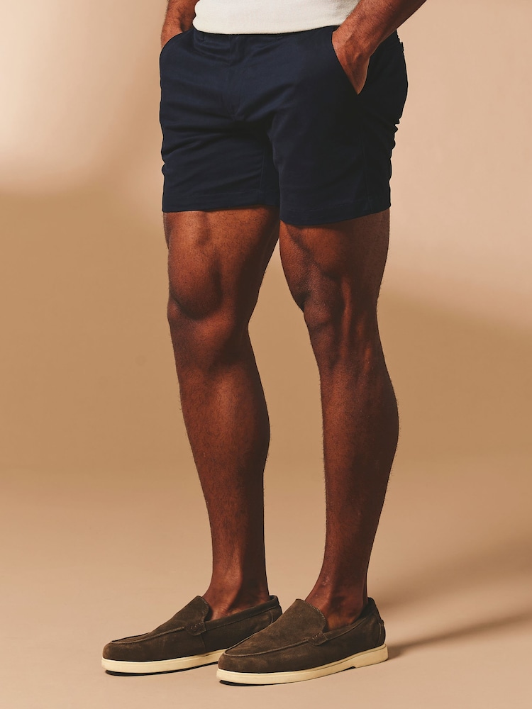 Tailored Athlete Blue Muscle Fit Chino Shorts - Image 6 of 6 Tailored Athlete Blue Muscle Fit Chino Shorts - Image 6 of 6