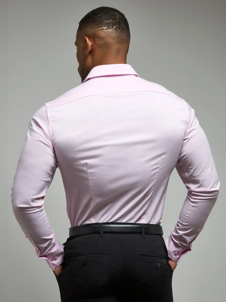 Tailored Athlete Pink Muscle Fit Dress Shirt - Image 2 of 7 Tailored Athlete Pink Muscle Fit Dress Shirt - Image 2 of 7