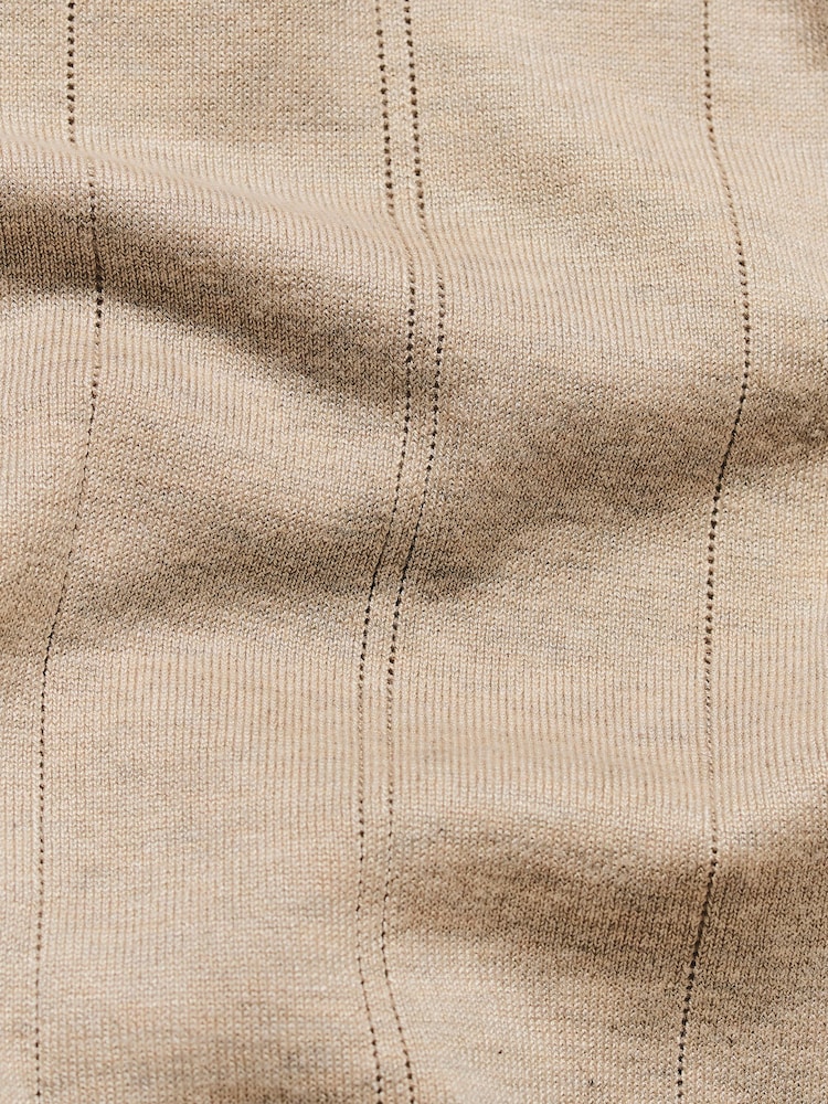 Boja kamena - Tailored Athlete Muscle Fit Vertical Stripe Knitted T-Shirt - Slika 8 od 8