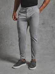 Tailored Athlete Grey Muscle Fit Chino Trousers - Image 1 of 6