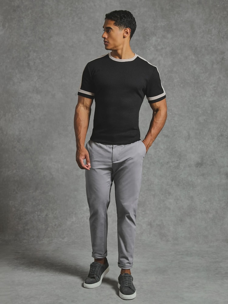 Tailored Athlete Grey Muscle Fit Chino Trousers - Image 2 of 6