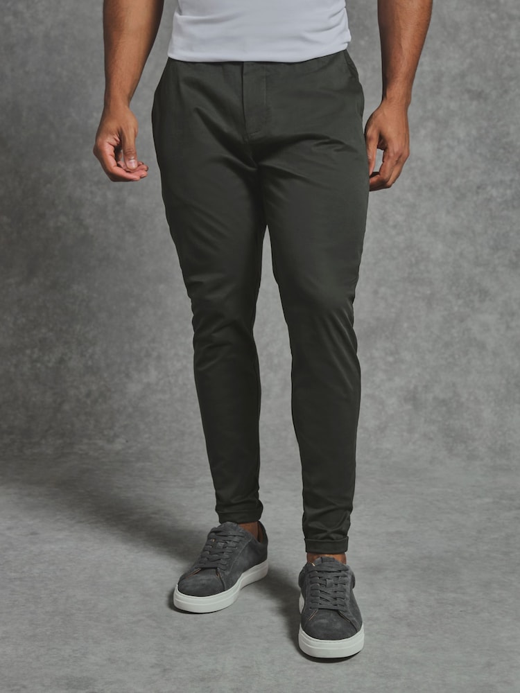Tailored Athlete Green Muscle Fit Chino Trousers - Image 1 of 7 Tailored Athlete Green Muscle Fit Chino Trousers - Image 1 of 7