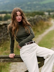 The Set 3 Pack Roll Neck Jumpers With Wool Forest Green  Syrah/Red Ganache/Brown Goat/Beige - Image 4 of 13