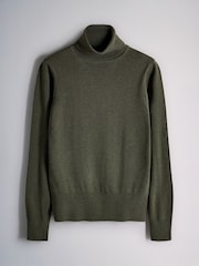 The Set 3 Pack Roll Neck Jumpers With Wool Forest Green  Syrah/Red Ganache/Brown Goat/Beige - Image 8 of 13