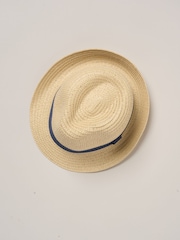 Little Gent Blue Woven Shirt Stripe Shorts And Fedora Hat - Image 5 of 6