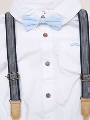 Little Gent Blue Mock Shirt Bodysuit Shorts And Bowtie Outfit Set - Image 3 of 5