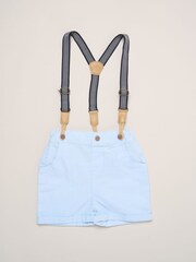 Little Gent Blue Mock Shirt Bodysuit Shorts And Bowtie Outfit Set - Image 5 of 5