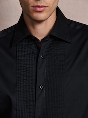 Black Cotton Rich Pleated Front Smart Shirt and Gold Lurex Bow Tie Set - Image 4 of 6