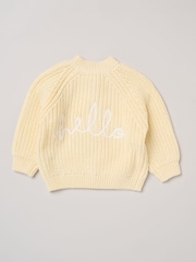 Rock-A-Bye Baby Boutique Yellow Born In 2026 Embroidered Knitted Cardigan - Image 2 of 3