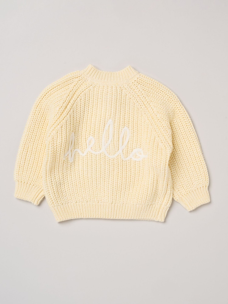 Rock-A-Bye Baby Boutique Yellow Born In 2026 Embroidered Knitted Cardigan - Image 2 of 3