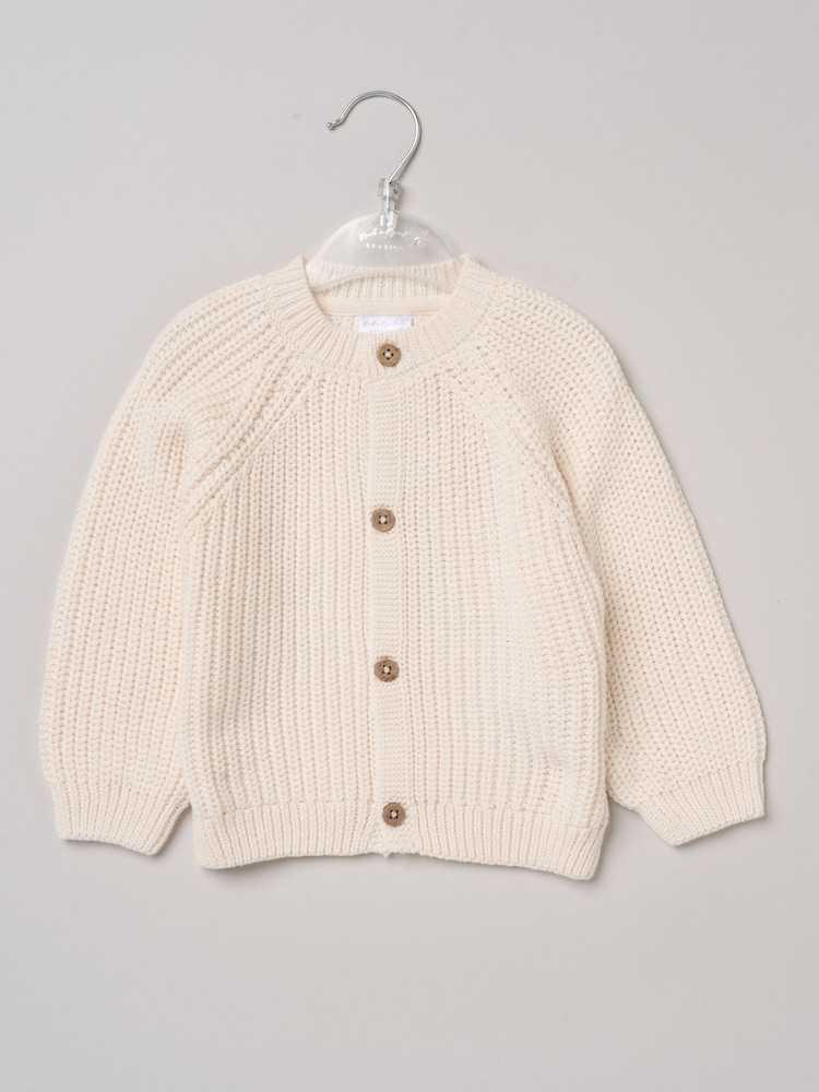 Rock-A-Bye Baby Boutique White Born In 2026 Embroidered Knitted Cardigan - Image 1 of 4