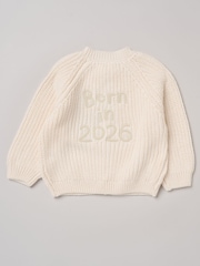 Rock-A-Bye Baby Boutique White Born In 2026 Embroidered Knitted Cardigan - Image 3 of 4