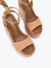 Kurt Geiger London Yellow Chelsea Scarf Wedge Sandals - Image 2 of 4