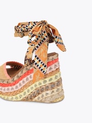 Kurt Geiger London Yellow Chelsea Scarf Wedge Sandals - Image 3 of 4