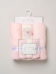 Rock-A-Bye Baby Boutique Pink Hooded Towels And Wash Cloth Set 3 Pack - Image 1 of 3
