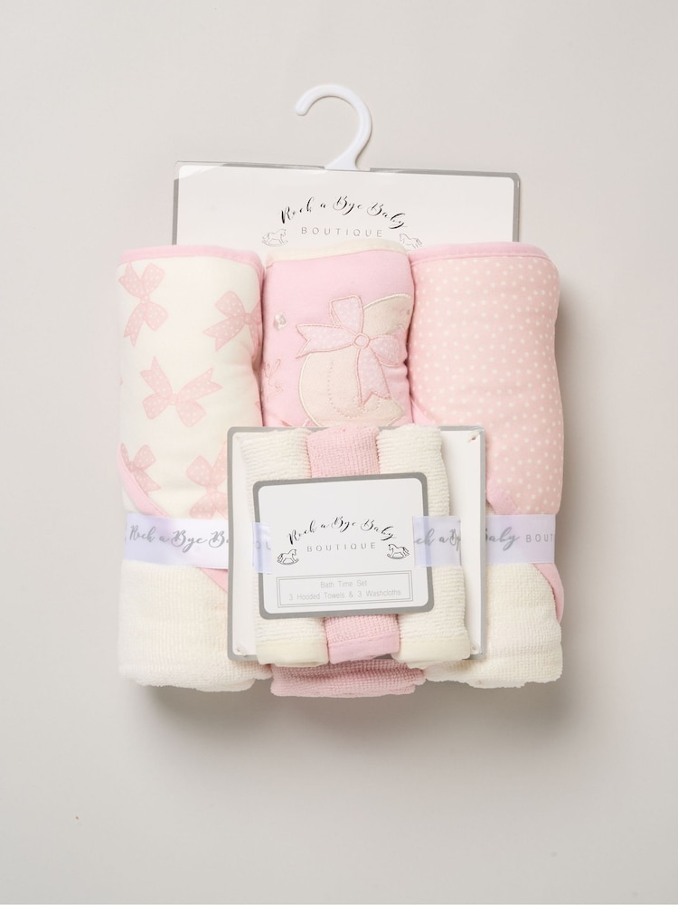 Rock-A-Bye Baby Boutique White Chalk Hooded Towels And Wash Cloth Set 3 Pack - Image 1 of 3 Rock-A-Bye Baby Boutique White Chalk Hooded Towels And Wash Cloth Set 3 Pack - Image 1 of 3