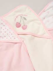 Rock-A-Bye Baby Boutique Cherry Pink Hooded Towels And Wash Cloth Set 3 Pack - Image 2 of 3