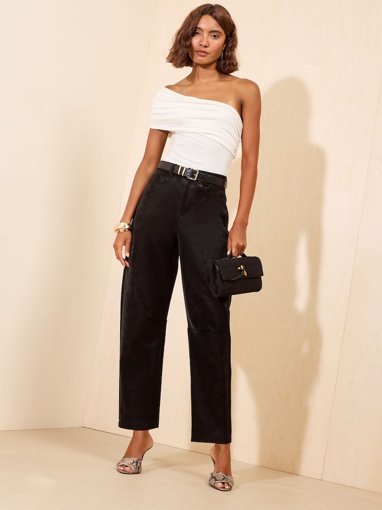 Friends Like These Faux Leather PU Barrel Leg Trousers - Image 1 de 5