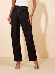Friends Like These Faux Leather PU Barrel Leg Trousers - Image 2 de 5
