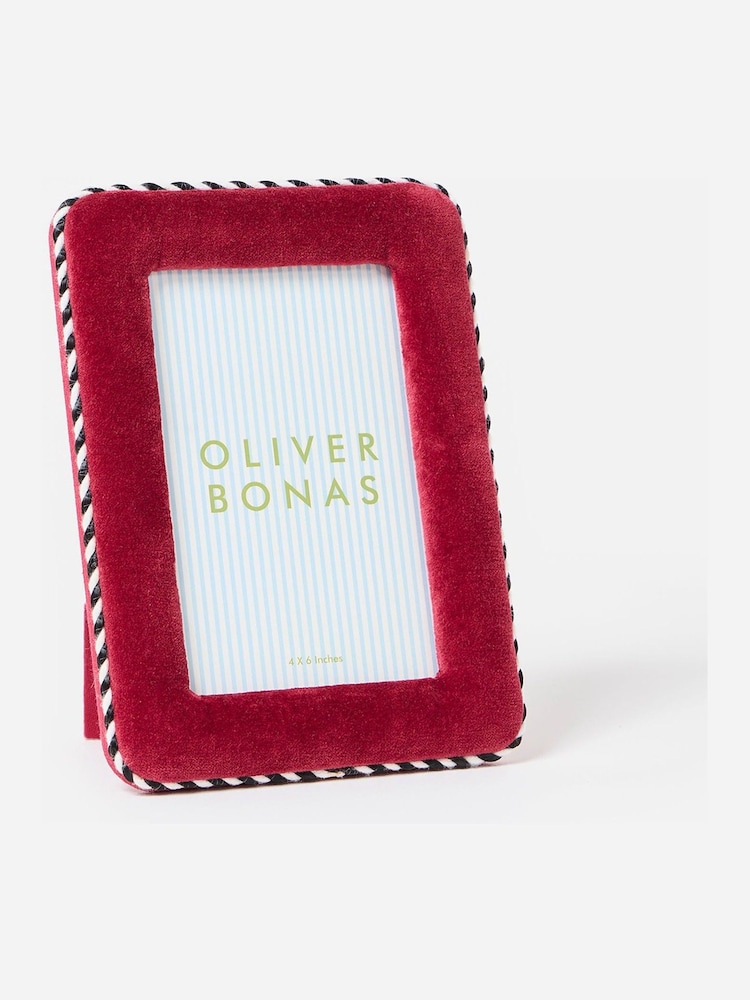 Oliver Bonas Burgundy Dulce Velvet Photo Frame 6x4" - Image 1 of 4