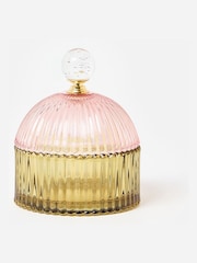 Oliver Bonas Pink Domed Glass Jewellery Box - Image 1 of 4