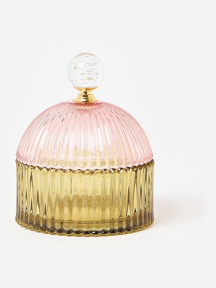 Oliver Bonas Pink Domed Glass Jewellery Box - Image 1 of 4