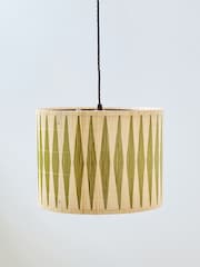 Oliver Bonas Green Ena Diamond Bamboo Pendant Lamp Shade - Image 1 of 4