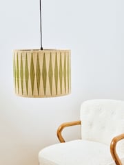 Oliver Bonas Green Ena Diamond Bamboo Pendant Lamp Shade - Image 2 of 4