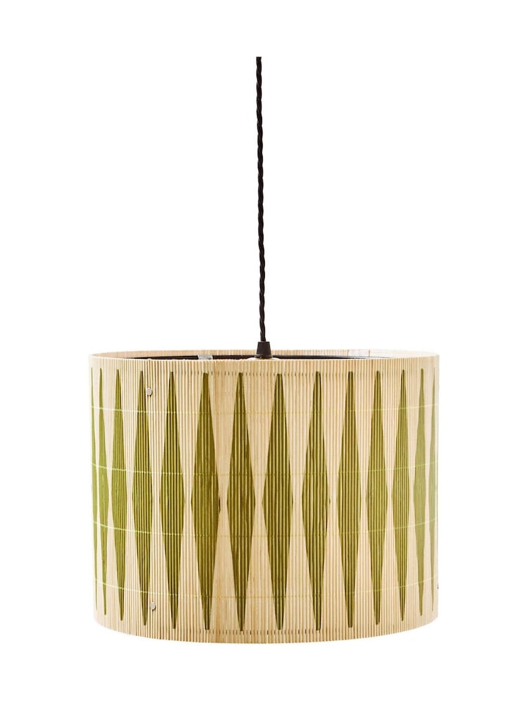 Oliver Bonas Green Ena Diamond Bamboo Pendant Lamp Shade - Image 4 of 4