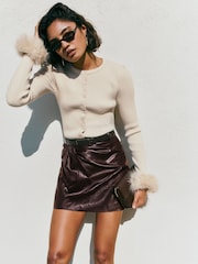 Friends Like These Crinkle Faux Leather PU Manipulated Skort - 5এর মধ্যে 4 ছবি