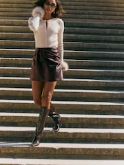 Friends Like These Crinkle Faux Leather PU Manipulated Skort - 5এর মধ্যে 5 ছবি