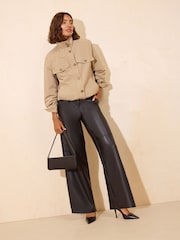 Friends Like These Black Faux Leather Tailored Wide Leg Trousers - Image 2 of 6