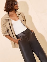 Friends Like These Black Faux Leather Tailored Wide Leg Trousers - Image 3 of 6